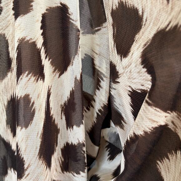 Laura Ashley Woman 2X Leopard Animal Print Semi Sheer Blouse Mob Wife Western - Picture 4 of 10